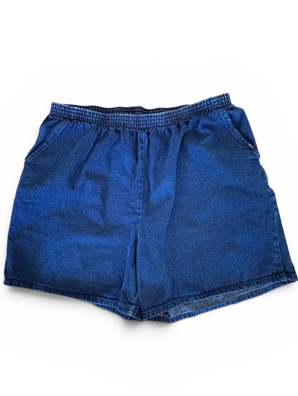Chic Womens Jean Shorts Size 24W Elastic Waist Denim Hip Pockets Pull On Comfort